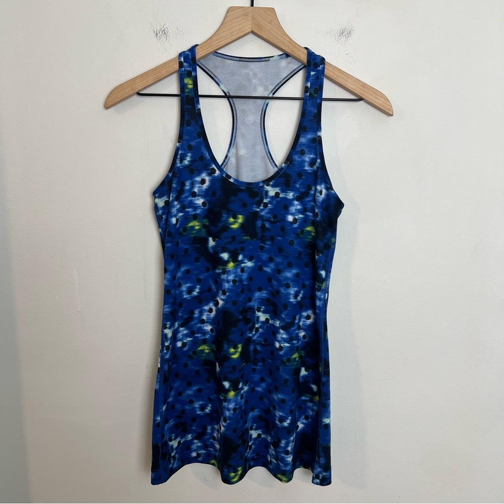 LULULEMON- Cool Racerback Windy Blooms Saphire Blue Multi Workout Tank Training - Picture 3 of 6